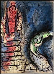 Marc Chagall: Knig Ahasverus vertreibt Vasthi, 1960, Original-Lithographie, Verve Bibelillustrationen - Werke