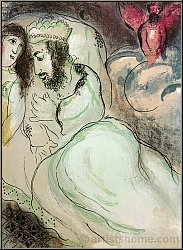 Marc Chagall: Sarah und Abimelech, Original-Lithographie fr Verve 'Bilder zur Bibel' 1960 | Lithographien