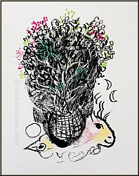 Marc Chagall: Original-Lithographie 'Bouquet' Blumenstrau in Vase auf Bttenpapier - Originale | Bilder