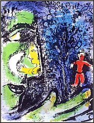 Marc Chagall: Profil mit Kind, Le Profil et l'enfant rouge, Original-Lithografie 1960 - Lithographien | Werke
