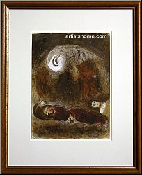 Marc Chagall: Ruth zu Fen des Boas Original Lithographie gerahmt