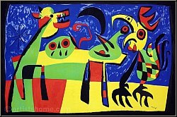 Joan Miro: Der Hund bellt den Mond an (Le chien aboyant  la lune rveille le coq) 1952, Original Lithographie