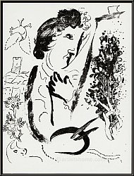 Marc Chagall: 'Vor dem Gemlde' (Devant le Tableau) 1963, Selbstportrait, Mourlot | Original-Lithographien