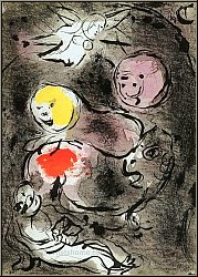 Marc Chagall: Daniel mit den Lwen, 1956, Bilder zur Bibel, Original Lithographie - Werke | Druckgrafik
