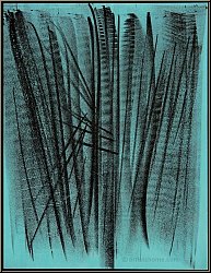 Hans Hartung: L 127, 1964, Original-Lithographie, Abstraktion in schwarz auf Trkis - Kunst | Werke | Drucke