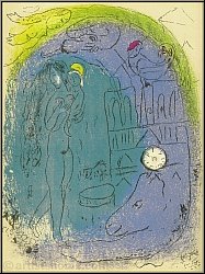 Marc Chagall: 'Mutter und Kind vor Notre-Dame' 1952, Original-Lithographie fr Verve Vision de Paris