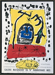 Joan Miro: Galerie Matarasso Nizza 1957, Original-Lithographie Arches Btten - Ausstellungsplakate Mourlot