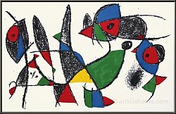 Joan Miro: Frosch, Fisch, Vogel, Original Lithographie IX von 1975 - Bilder | Originale | Werke | Druckgrafik