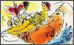 Marc Chagall: Der Akkordeonspieler (L'accordoniste) 1957, Original Lithographie - Druckgrafik | Originale