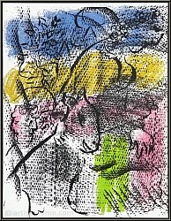 Marc Chagall: Lithographie Komposition fr XXe sicle 1970, Frau mit Esel - Werke | Originale | Lithographien