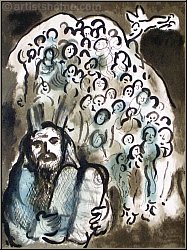 Marc Chagall: Moses und sein Volk, 1973, Lithographie fr Die biblische Botschaft, Le message biblique | Werke