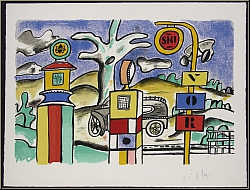 Fernand Lger: Lithographie La Ville 1959, signiert Nadia Lger 'La pompe  essence' (Tankstelle, Zapfsule)