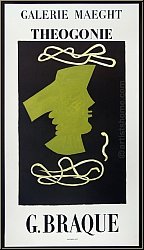 Georges Braque: Original-Ausstellungsplakat Theogonie, Galerie Maeght 1954, Mourlot - Knstlerplakate | Poster