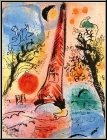 Marc Chagall: Vision von Paris, Eiffelturm 1960, Lithographie Mourlot