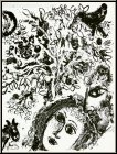 Marc Chagall: Prchen vor dem Baume, Original Lithographie 1960