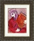 Marc Chagall: Knig David mit der Harfe, 1956, Original-Lithographie Verve Bibel Bilder - Rahmenbeispiel