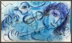 Marc Chagall: Der Fltenspieler (Fltist) 1957, Original Lithographie