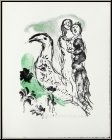 Marc Chagall: Liebespaar mit Vogel, 1969, Original-Lithographie Btten