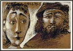 Picasso: Ausstellungsplakat mit der Farblithographie 'Homme et femme' (Mann und Frau) - Druckgrafik | Bilder
