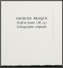 Georges Braque: Original-Lithographie 'Profil de femme' 1955 auf Arches Btten, Text auf der Rckseite | Werke