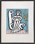 Arnold Leissler: Die Steinbank, 1968, Farblithographie, signiert, surreale Figur, Probedruck - Originale
